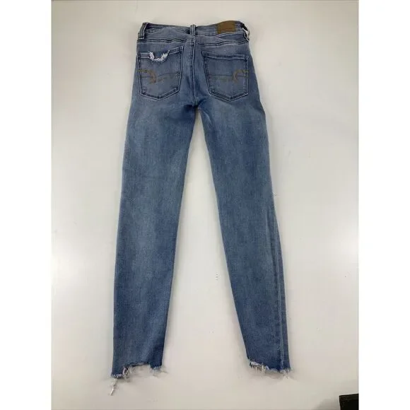 American Eagle Next Level Stretch Hi Rise Jegging Distressed Size 00 Short - Picture 6 of 8